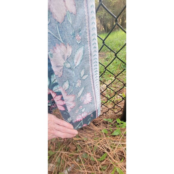 Waverly Duralee Floral Vine English Garden Pattern 1980's Black Pink VTG Curtain - Picture 16 of 16